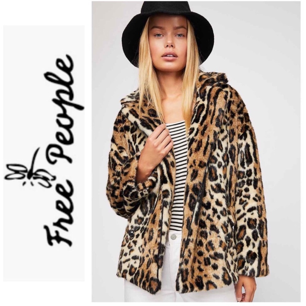 Free People Leopard Print Faux Fur Teddy Bear Coat - Picture 5 of 6